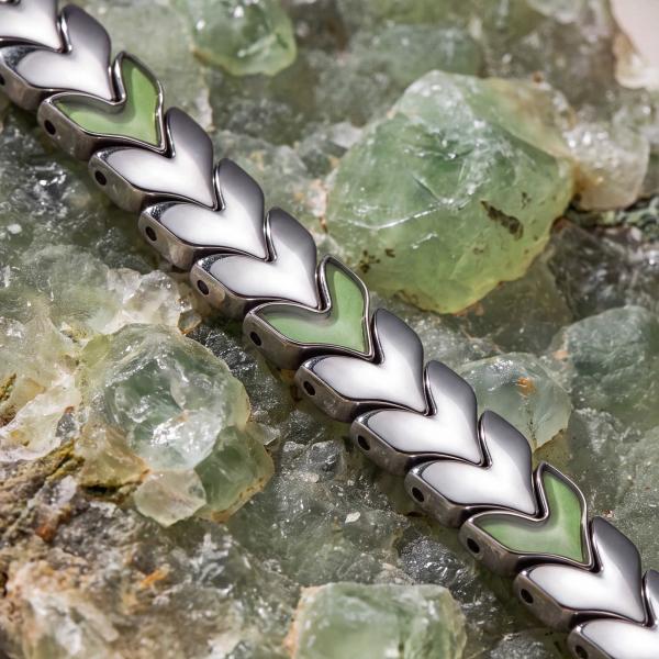 HOLZKERN | Armband Bandlett Alula (Prehnit / Silber)