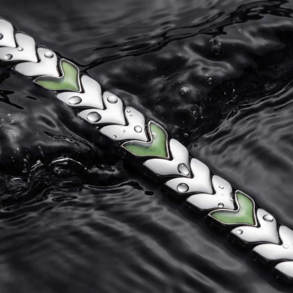 HOLZKERN | Armband Bandlett Alula (Prehnit / Silber)