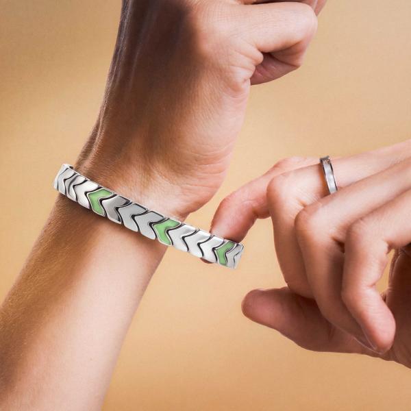 HOLZKERN | Armband Bandlett Alula (Prehnit / Silber)