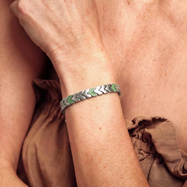 HOLZKERN | Armband Bandlett Alula (Prehnit / Silber)