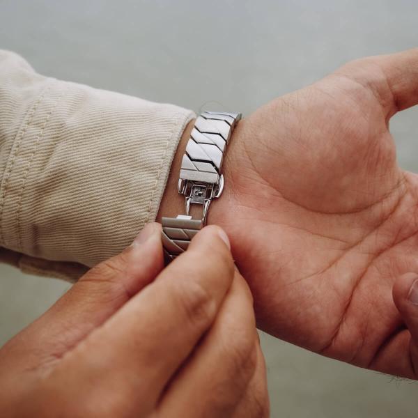 HOLZKERN | Armband Bandlett Bariton (Marmor / Silber)