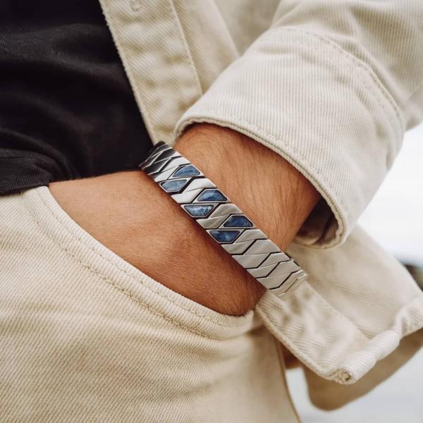 HOLZKERN | Armband Bandlett Bariton (Sodalith / Silber)