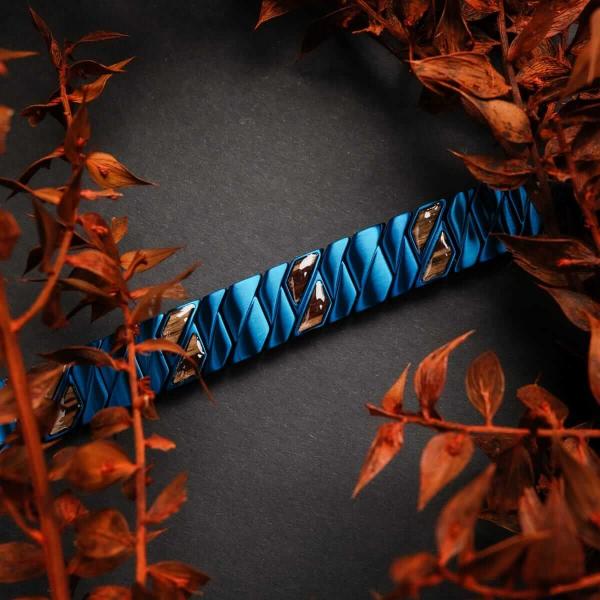 HOLZKERN | Armband Bandlett Bariton (Zebrano / Blau)