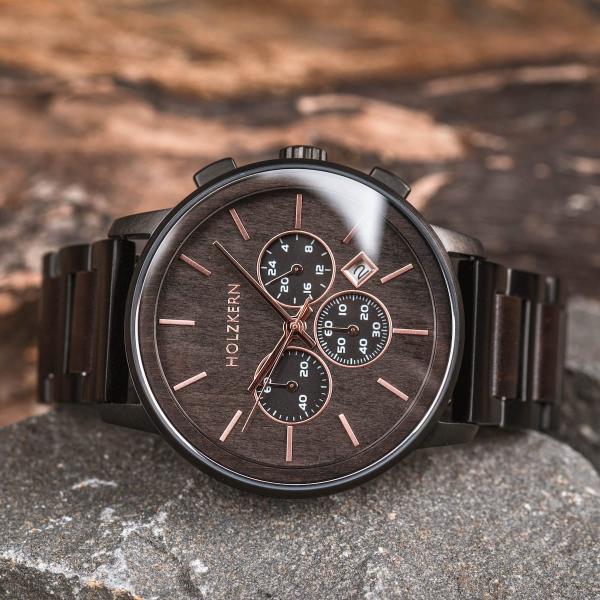 HOLZKERN | Shape Behnisch Herren Chronograph Holzarmbanduhr