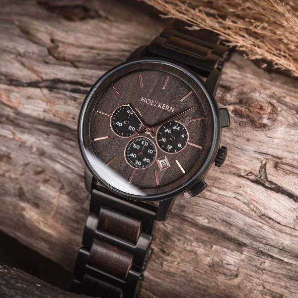 HOLZKERN | Shape Behnisch Herren Chronograph Holzarmbanduhr