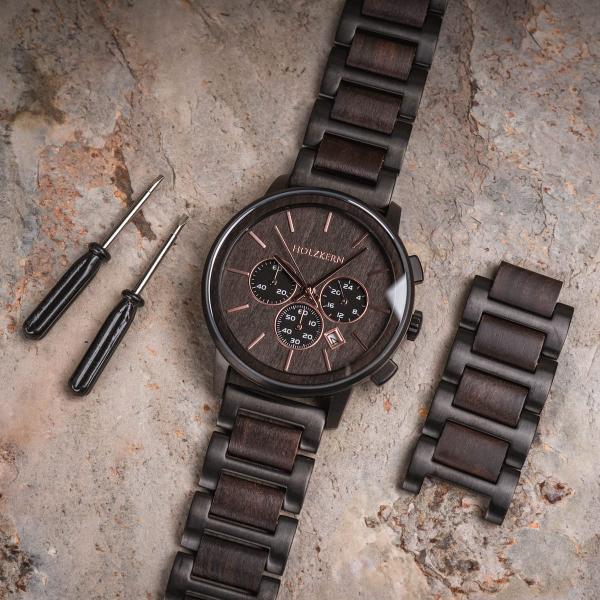 HOLZKERN | Shape Behnisch Herren Chronograph Holzarmbanduhr