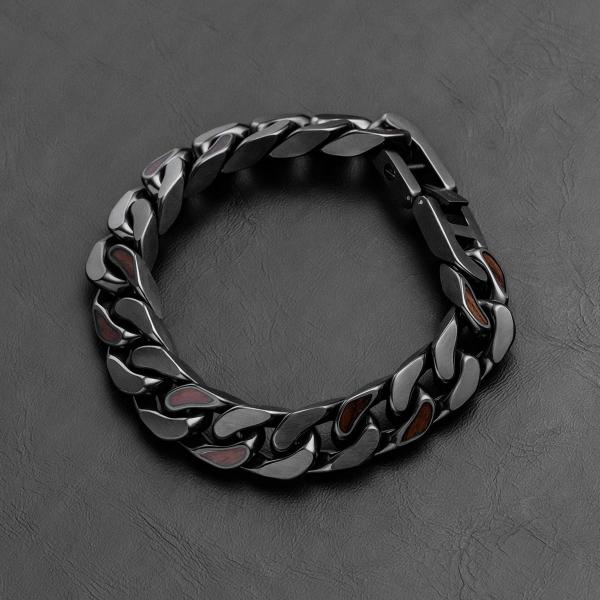 Preview: HOLZKERN | Armband Bandlett Bodyguards (Walnussholz / Dunkelgrau)