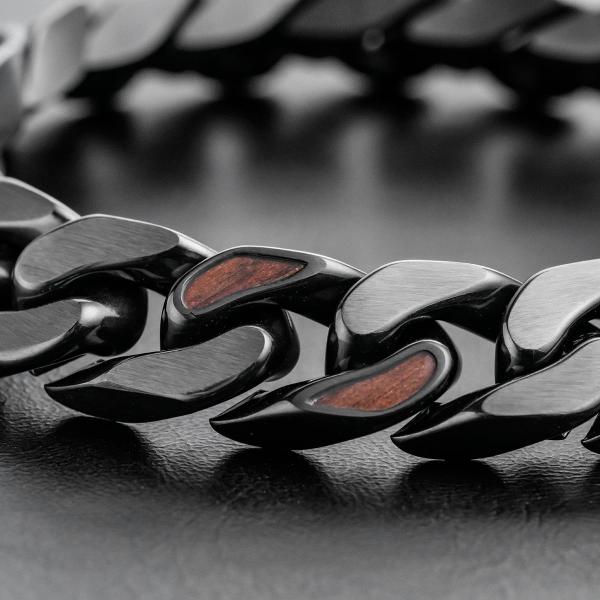 Preview: HOLZKERN | Armband Bandlett Bodyguards (Walnussholz / Dunkelgrau)