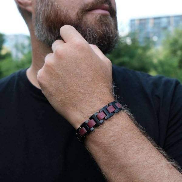 HOLZKERN | Bandlett Armband Capriccio (Amaranthholz / Schwarz)