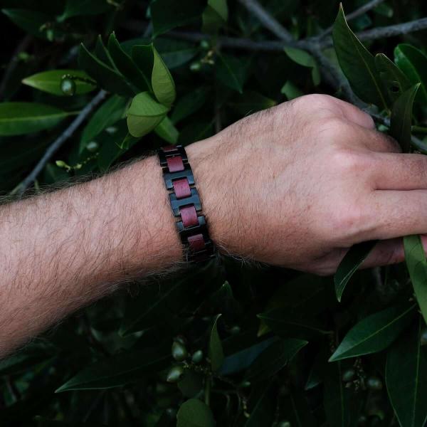 HOLZKERN | Bandlett Armband Capriccio (Amaranthholz / Schwarz)