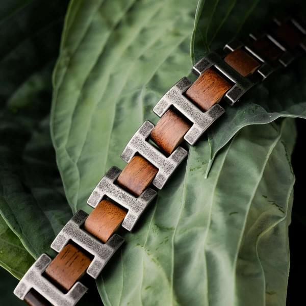 HOLZKERN | Bandlett Armband Capriccio (Koaholz / Antiksilber)
