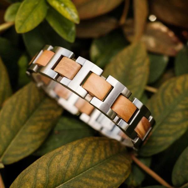 HOLZKERN | Bandlett Armband Capriccio (Olivenholz / Silber)