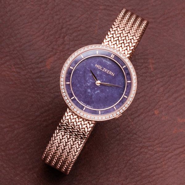Preview: HOLZKERN | Carolline Damen Armbanduhr (Amethyst / Roségold)