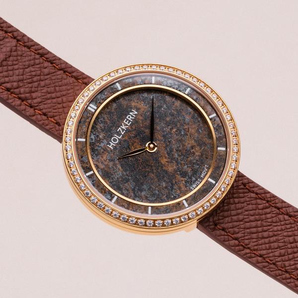 HOLZKERN | Carolline Damen Armbanduhr (Bronzit/ Gold)