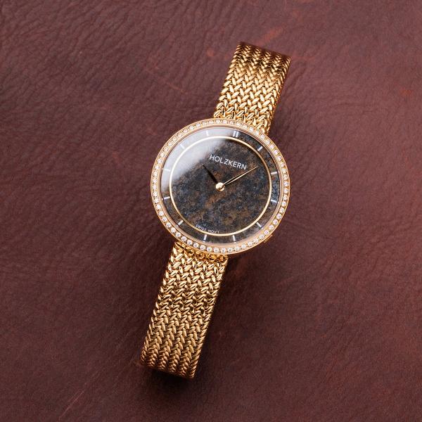 Preview: HOLZKERN | Carolline Damen Armbanduhr (Bronzit/ Gold)