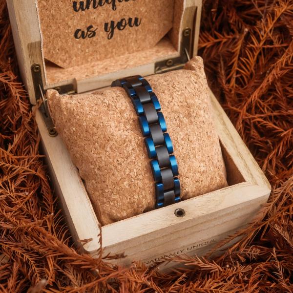 HOLZKERN | Armband Bandlet Dreiklang Ahornholz Blau