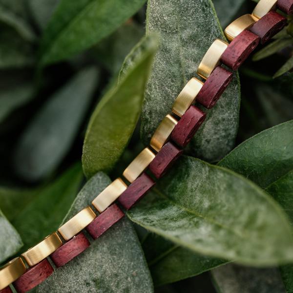 HOLZKERN | Bandlet Armband Duett Amaranthholz Gold