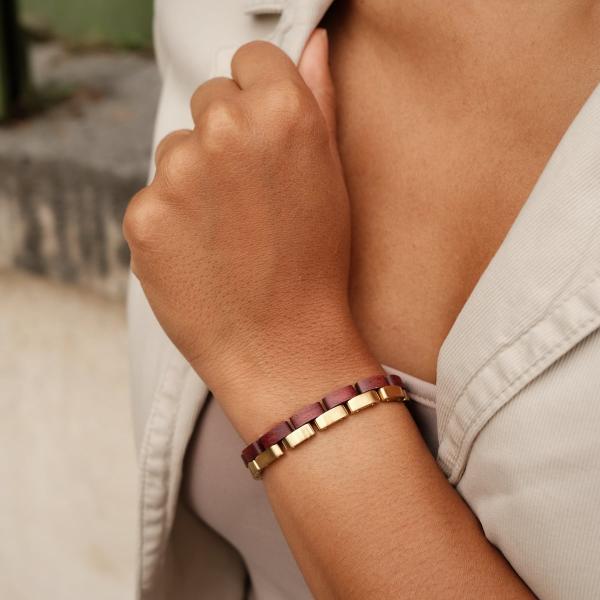 HOLZKERN | Bandlet Armband Duett Amaranthholz Gold