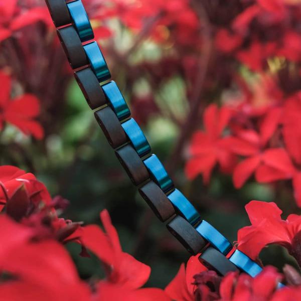 HOLZKERN Armband Duett Leadwood Blau