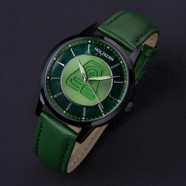 HOLZKERN | Avatar Earth Kingdom Damen Armbanduhr (Moosachat / Grün)