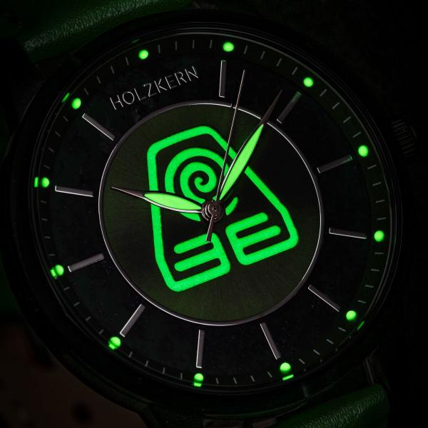 HOLZKERN | Avatar Earth Kingdom Damen Armbanduhr (Moosachat / Grün)