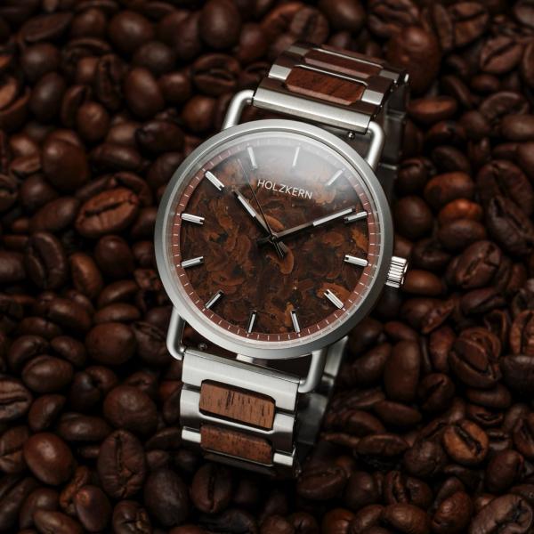 Preview: HOLZKERN | Espressino Herren Armbanduhr (Kaffee / Walnuss)