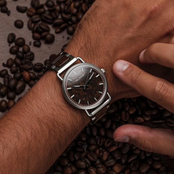 HOLZKERN | Espressino Herren Armbanduhr (Kaffee / Walnuss)