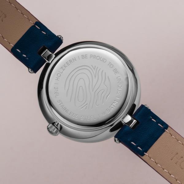 HOLZKERN | Everbloom Damen Armbanduhr (Pflaumenblüte / Blau)