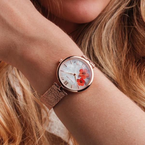 HOLZKERN | Everbloom Damen Armbanduhr (Pflaumenblüte / Roségold)