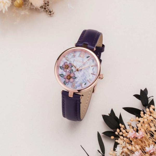 HOLZKERN | Everbloom Damen Armbanduhr (Pflaumenblüte / Violett)