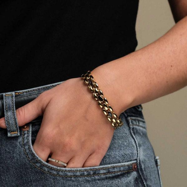 HOLZKERN | Armband Bandlett Fairylights (Ahorn / Gold)