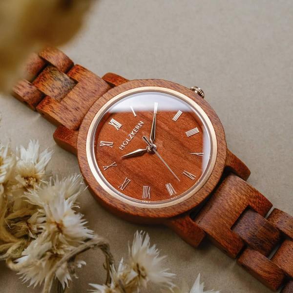 HOLZKERN Feuer Elemente Damen Holzarmbanduhr