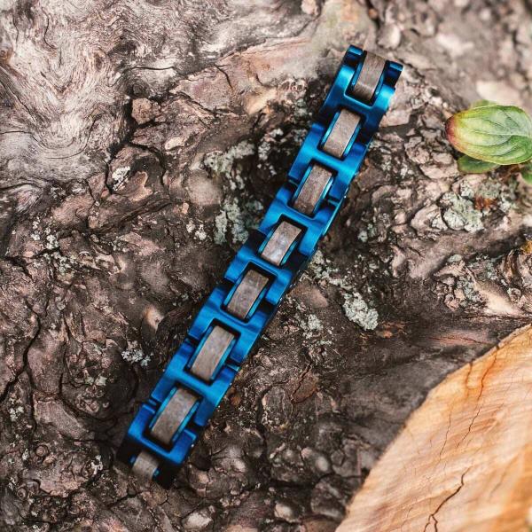 HOLZKERN Armband Bandlett Fortissimo Marmor Blau