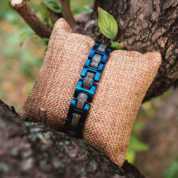 HOLZKERN Armband Bandlett Fortissimo Marmor Blau