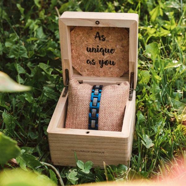 HOLZKERN Armband Bandlett Fortissimo Marmor Blau