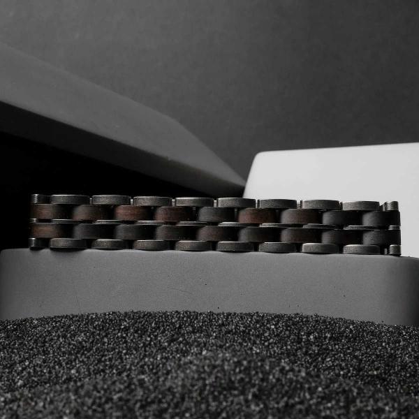 HOLZKERN | Bandlet Armband Kanon Ahornholz Antiksilber