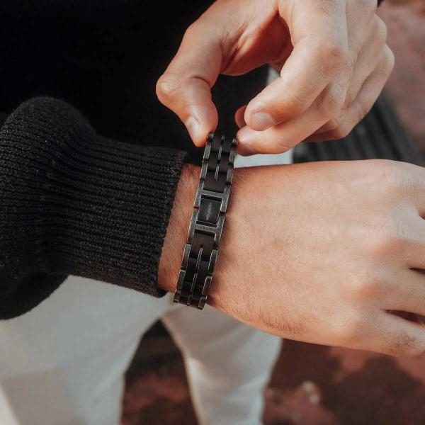 HOLZKERN | Bandlet Armband Kanon Ahornholz Antiksilber