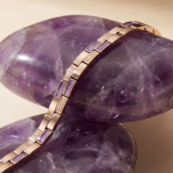 HOLZKERN | Armband Bandlett Kensington (Amethyst / Roségold)