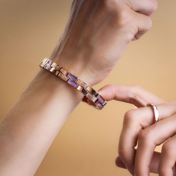 HOLZKERN | Armband Bandlett Kensington (Amethyst / Roségold)