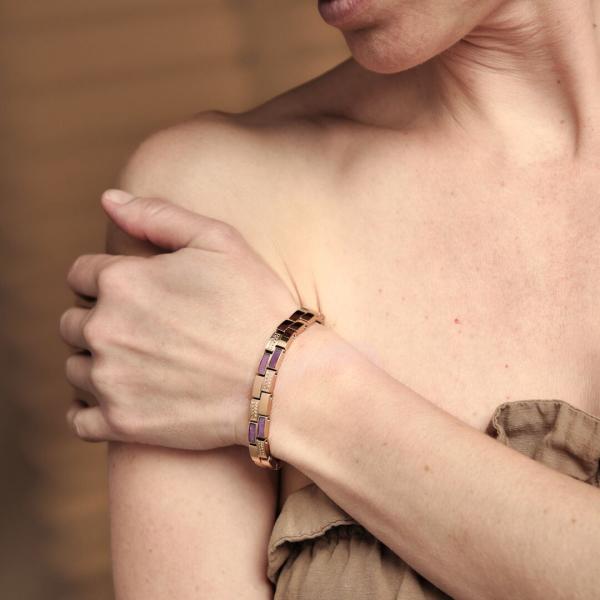 HOLZKERN | Armband Bandlett Kensington (Amethyst / Roségold)