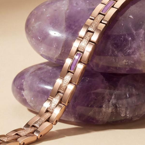 HOLZKERN | Armband Bandlett Kensington (Amethyst / Roségold)