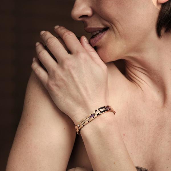 HOLZKERN | Armband Bandlett Kensington (Amethyst / Roségold)