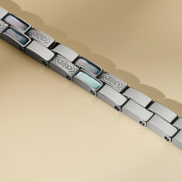 HOLZKERN | Armband Bandlett Kensington (Perlmutt / Silber)