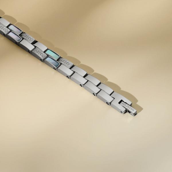 HOLZKERN | Armband Bandlett Kensington (Perlmutt / Silber)
