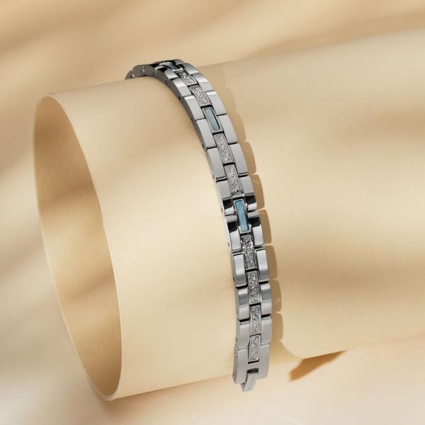 HOLZKERN | Armband Bandlett Kensington (Perlmutt / Silber)