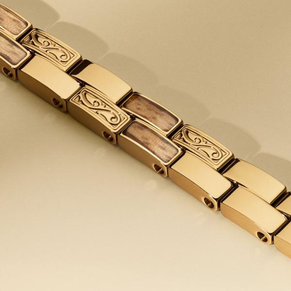 HOLZKERN | Armband Bandlett Kensington (Zebranoholz / Gold)