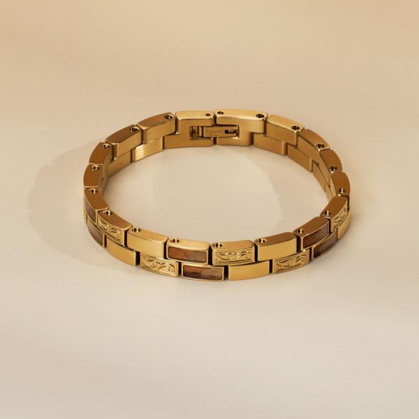 HOLZKERN | Armband Bandlett Kensington (Zebranoholz / Gold)