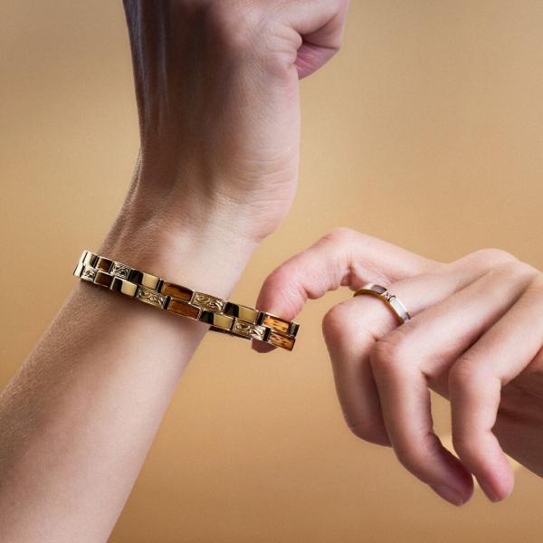 HOLZKERN | Armband Bandlett Kensington (Zebranoholz / Gold)