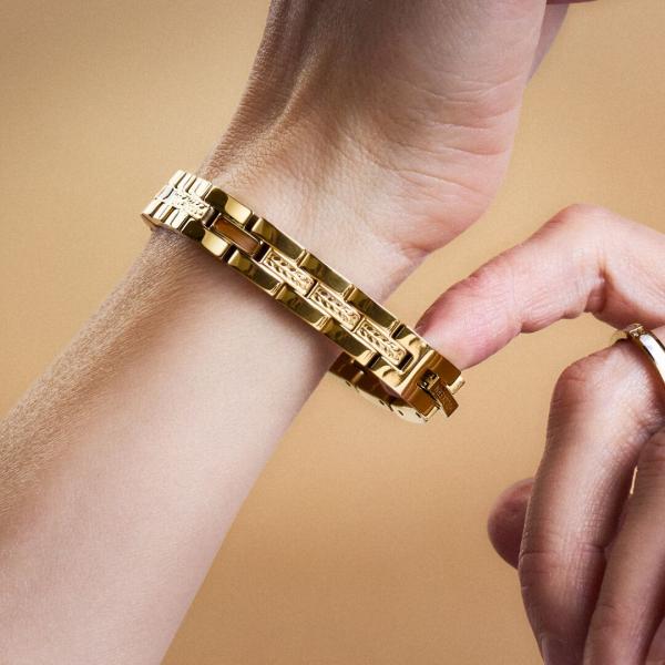 HOLZKERN | Armband Bandlett Kensington (Zebranoholz / Gold)