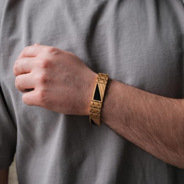 HOLZKERN | Herrenarmband Bandlett Looper Ahornholz Gold